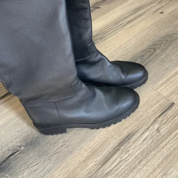 Michael Kors Collection Italy Chesley Over The Knee Boots Leather Black Size 38 - Picture 14 of 16